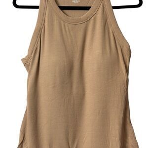 Stylish Beige Ribbed Tank Top